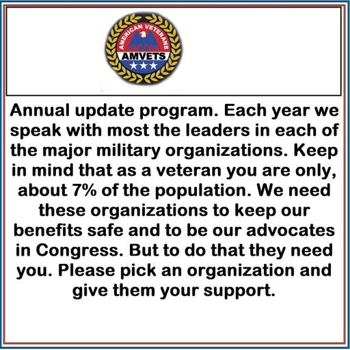 AMVETS - See it through the eyes of its new President.This is the sixth in our interviews with the leadership of our veterans’ organizations.