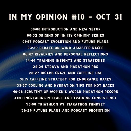 IMO #10 - The scrutiny around the women's marathon WR, caffeine timing, speed blocks vs mileage blocks before the marathon specific period begins and more.