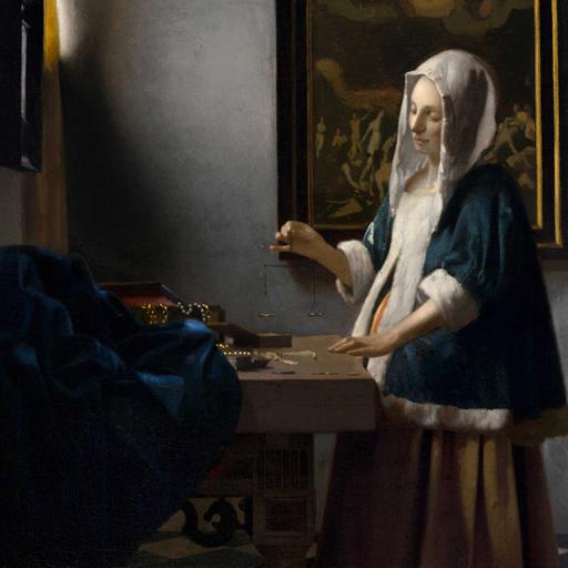 Encore-Woman Holding a Balance by Vermeer
