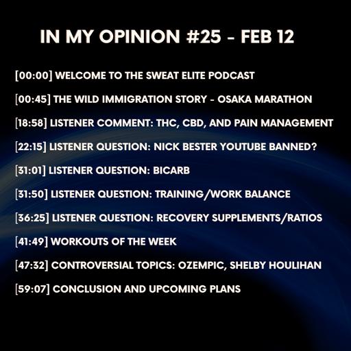 IMO #25 - Osaka Marathon is Game On. Was Nick Bester Banned on Youtube? Bicarb, Creatine, Ozempic, Shelby Houlihan and more