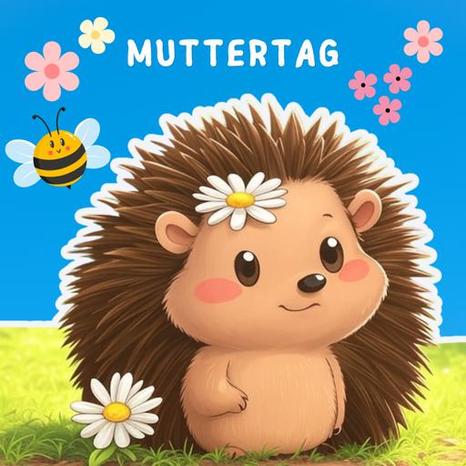 Igel Pups verschenkt Blumen - MUTTERTAG