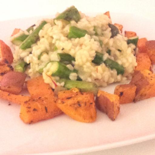 Folge 9 - Aktives Kochen - Safran Risotto mit grünem Spargel und Süßkartoffel / Kürbis Chips