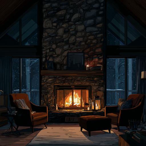Winter Night by the Fireplace | Soft Crackles and Snowstorm