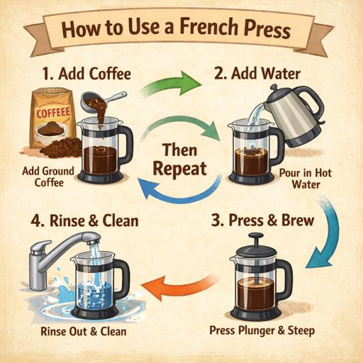876. Continuously Reusing an Unwashed French Press for Coffee and Tea