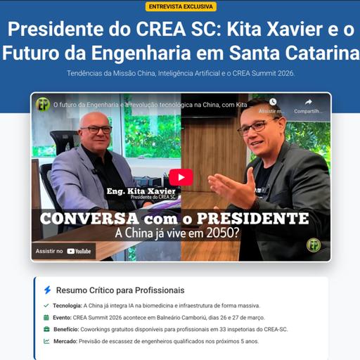 🎧 Análise do Episódio: O Futuro da Engenharia com Kita Xavier (Presidente do CREA-SC)