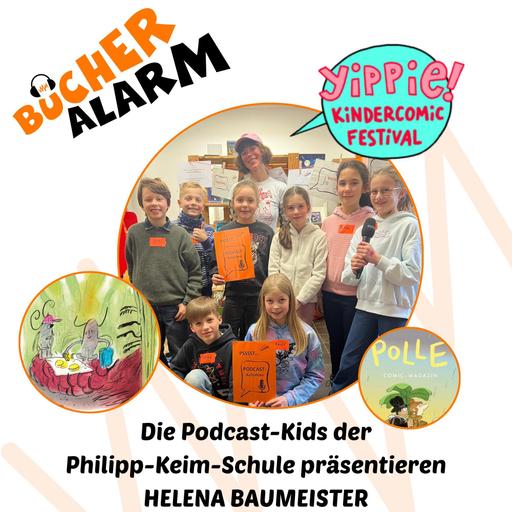 YIPPIE! Helena Baumeister mit den Podcast-ReporterInnen der Philipp-Keim-Schule