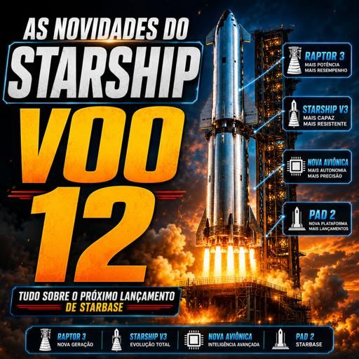 SPACE TODAY - EPISÓDIO 3610 - AS NOVIDADES DO STARSHIP PARA O VOO 12