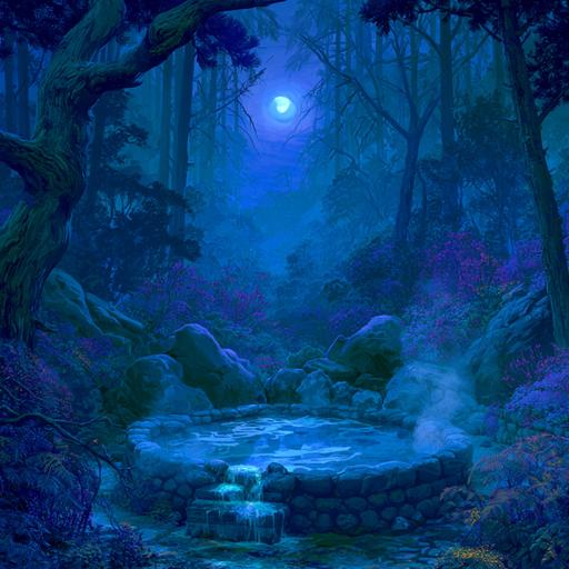 Hidden Hot Spring in the Forest | Water and Night Sounds