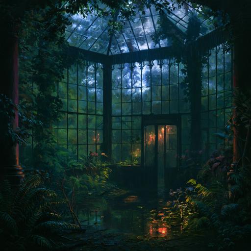 Rain in an Abandoned Greenhouse | Dripping Glass and Gentle Wind