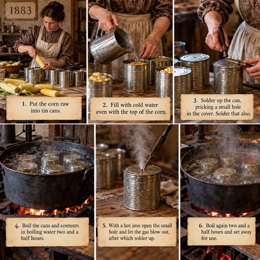 995. Canning Corn in Hand-Soldered Tins